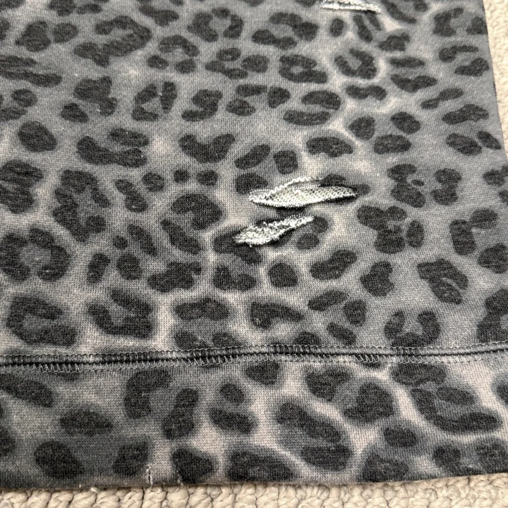 Black and Gray Distressed Cheetah Print Sweatshirt, Size Large - Picture 5 of 10